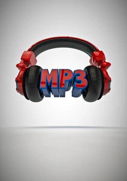 MP3 titel met koptelefoon — Stockfoto