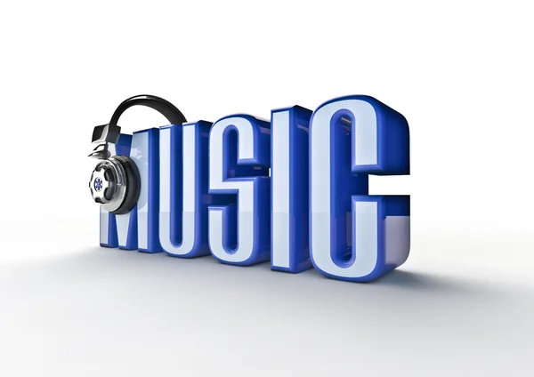 Music title with headphones — Stock Photo, Image