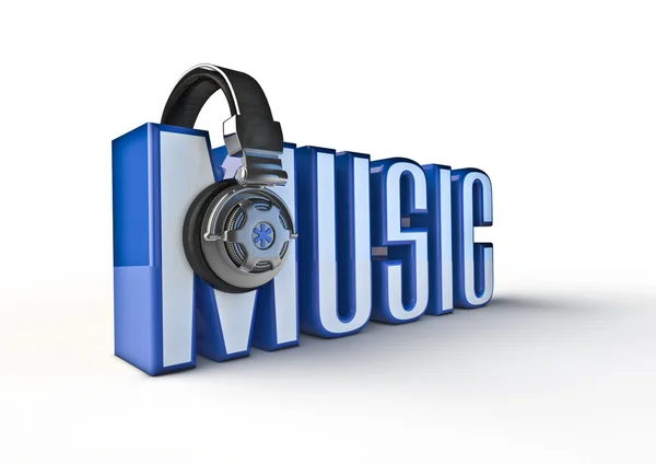 Music title with headphones — Stock Photo, Image