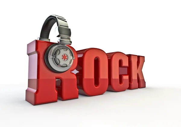 Rock titel met koptelefoon — Stockfoto