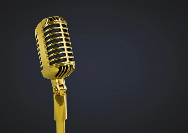 Retro złoty mikrofon — Zdjęcie stockowe
