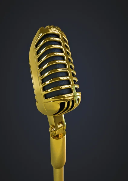 Microfone retro ouro — Fotografia de Stock