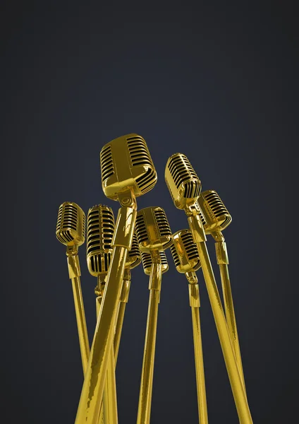 Mikrofony retro zlatá — Stock fotografie