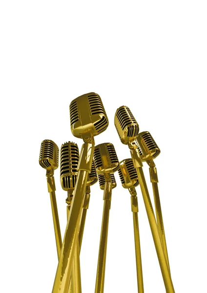 Mikrofonok retro arany — Stock Fotó
