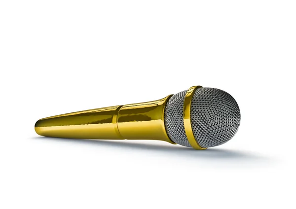 Mikrofon piosenkarka złota — Zdjęcie stockowe