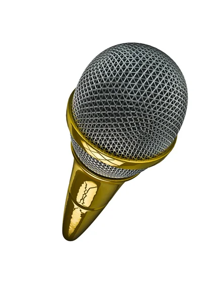 Mikrofon şarkıcı altın — Stok fotoğraf