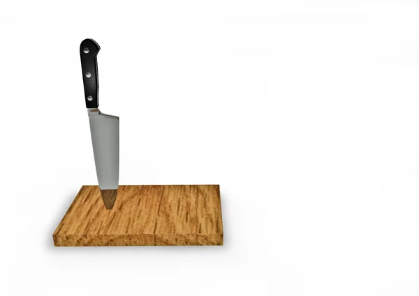 Chef knife on block — Stock Photo, Image