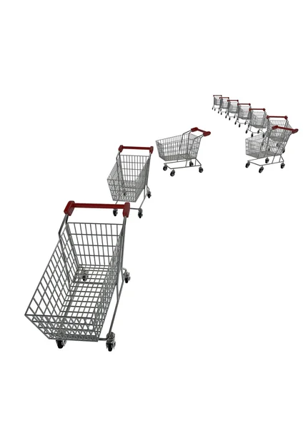 Shopping trolleys queue — Stock Photo, Image