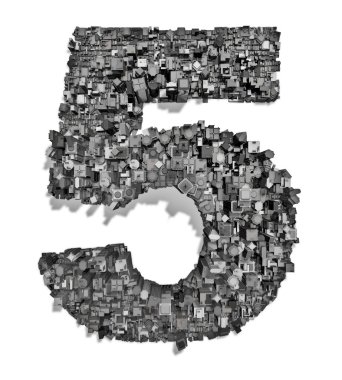 City alphabet number 5 clipart