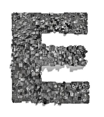 City alphabet letter E clipart