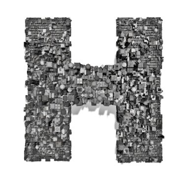 City alphabet letter H clipart