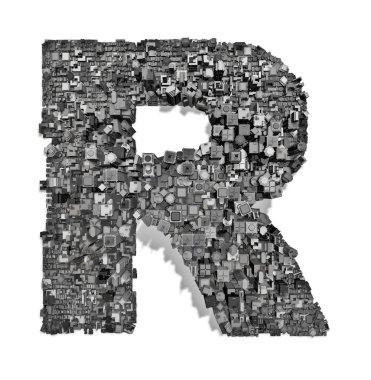 City alphabet letter R clipart