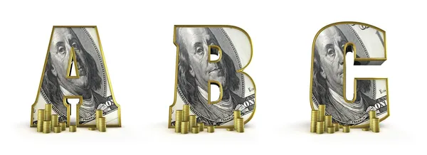 Geld Alphabet Buchstaben a b c — Stockfoto