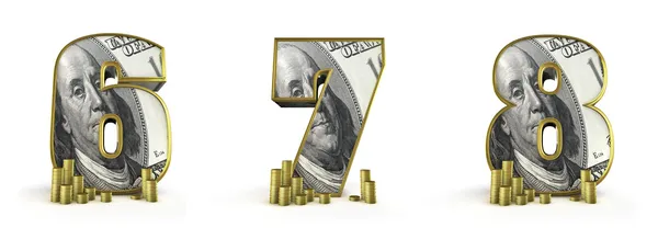 Penger i alfabet nummer 6 7 8 – stockfoto