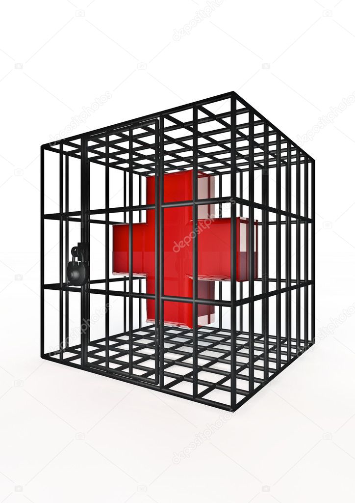 Caged red cross