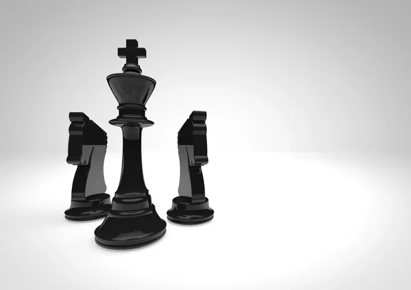 Šachový král a jeho rytíři — Stock fotografie