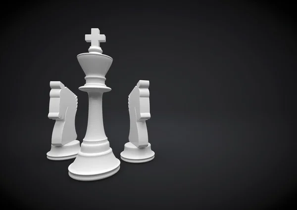 Rei de xadrez e seus cavaleiros — Fotografia de Stock