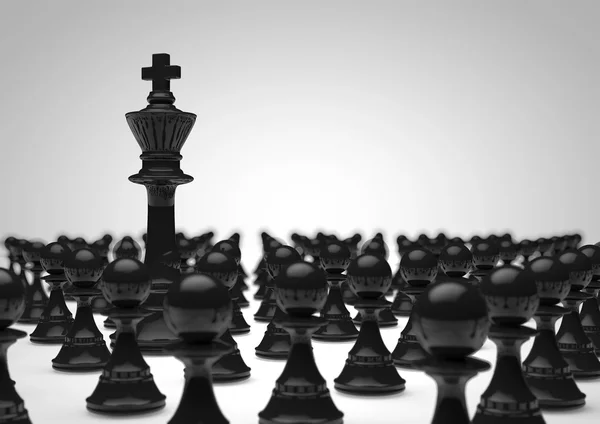 Šachy černé králi a pěšci — Stock fotografie