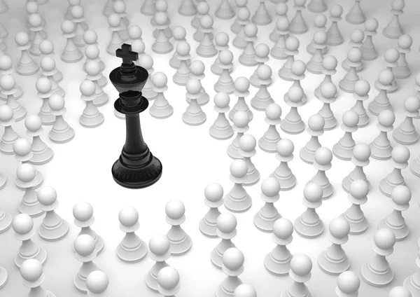 Σκάκι μαύρο βασιλιά περιβάλλεται — Φωτογραφία Αρχείου