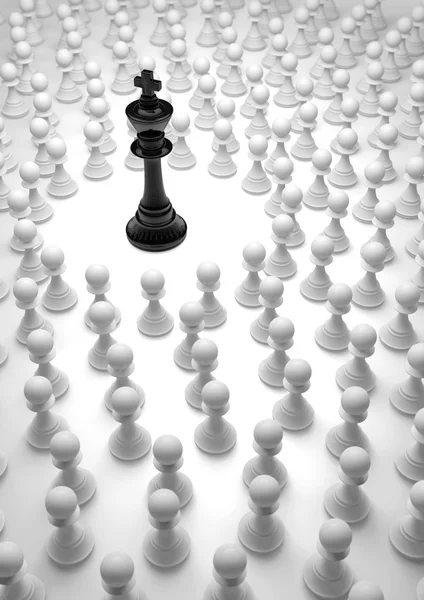 黒の王に囲まれたチェス — ストック写真