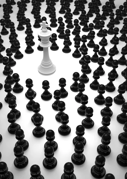 Σκάκι άσπρο βασιλιά περιβάλλεται — Φωτογραφία Αρχείου