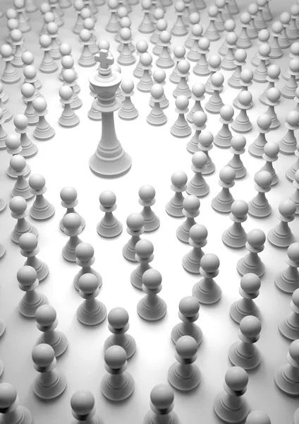 Šachy bílé králi a pěšci — Stock fotografie
