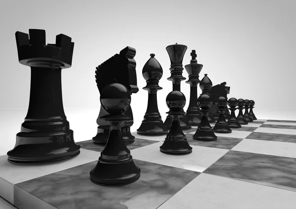 Šachy černá — Stock fotografie