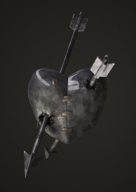 Metal heart valentine clipart