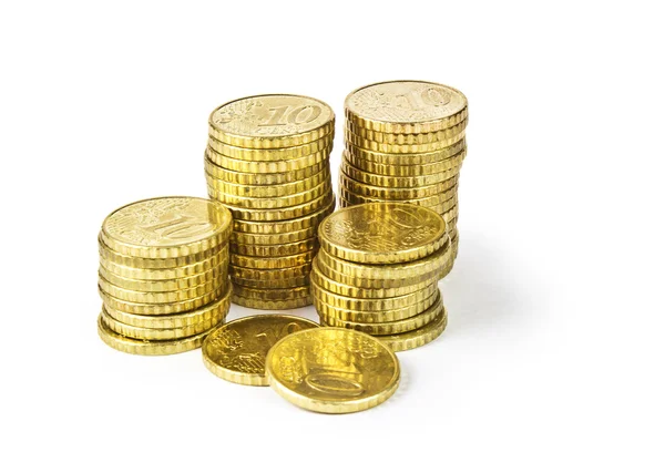 Deset euro centů hromádky — Stock fotografie
