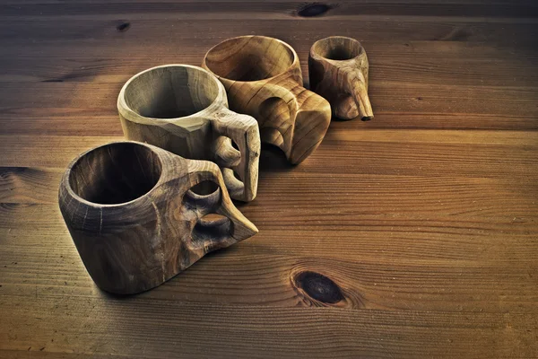 木制咖啡杯子或 guksi — 图库照片