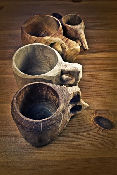 Trä kaffekoppar eller kåsa — Stockfoto