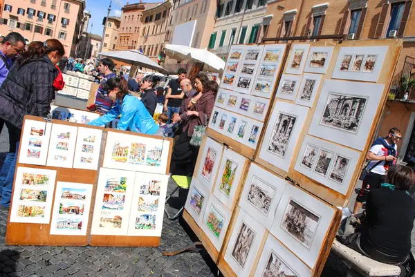 Marknaden för målning. Rom. — Stockfoto