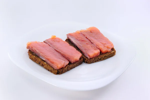 Sandwiches with red fish — Stock Photo, Image