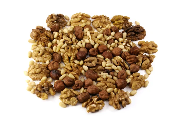 Nuts: hazelnut, walnut, cedar — Stock Photo, Image