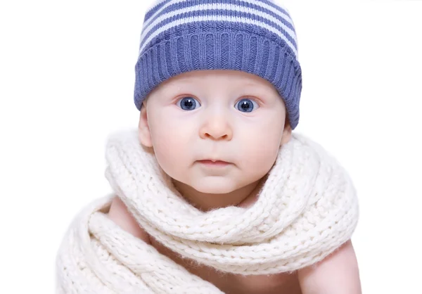 Niño en sombrero azul Fotos de stock libres de derechos