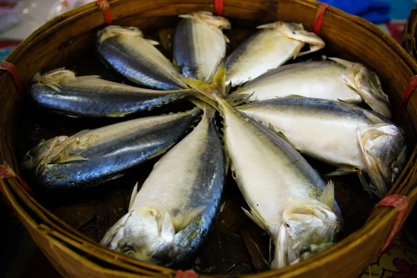 Steamed mackerel in basket, Bangkok ,Thailand — Stock Photo, Image