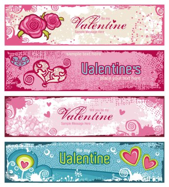 grungy Valentine banners clipart