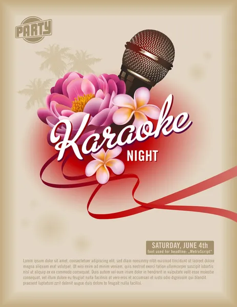 Folheto ou cartaz de festa de karaoke retro —  Vetores de Stock