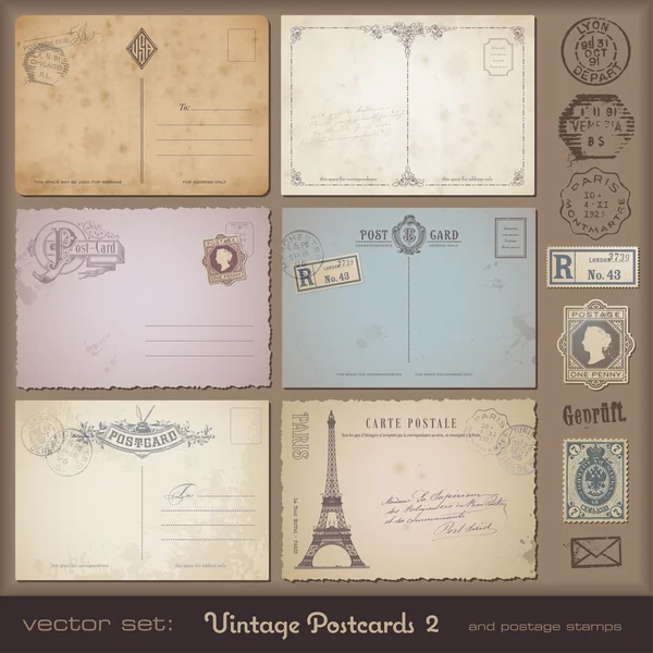 Vintage postcard designs — Stock Vector