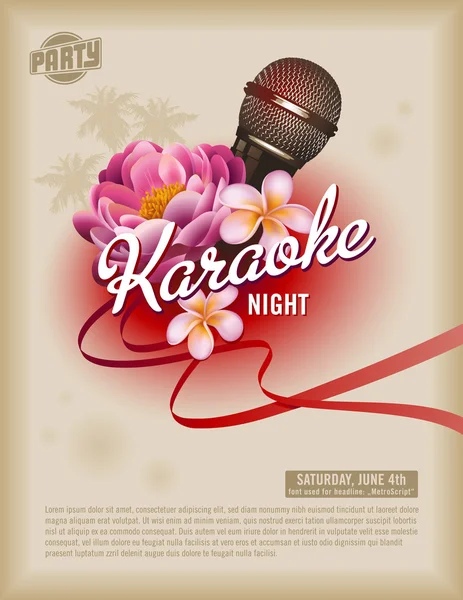 Folheto ou cartaz de festa de karaoke retro — Vetor de Stock