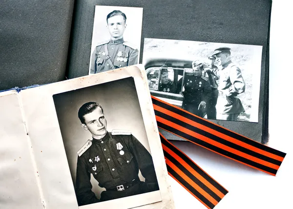Álbuns de fotos russos de tempos da Segunda Guerra Mundial — Fotografia de Stock