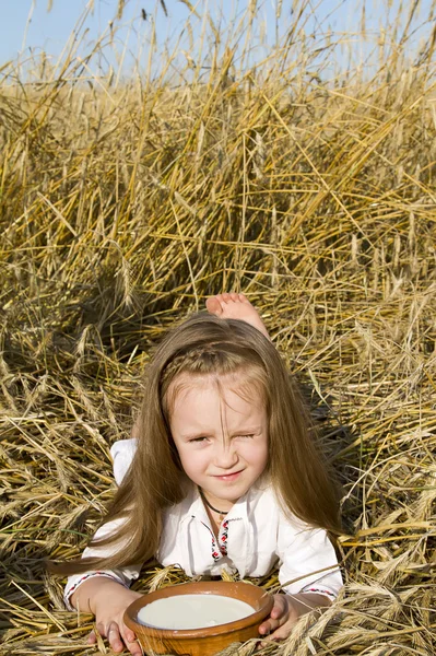 Criança em um campo — Fotografia de Stock