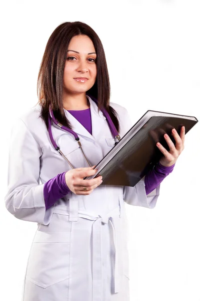 Médico de cabecera o trabajador sanitario con uniforme blanco, con — Foto de Stock