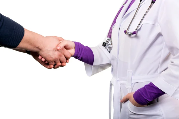 Patient shaking doctor hand — Stock Photo, Image