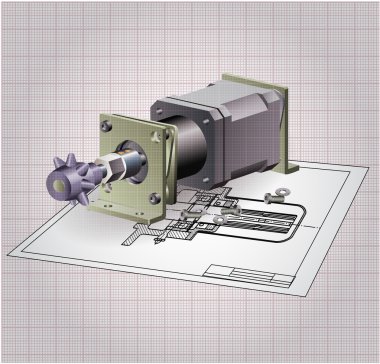 Machine engine assembly. Vector clip-art clipart