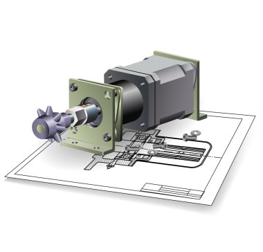 Machine engine assembly. Vector clip-art clipart