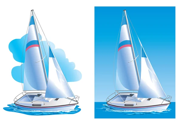 Vector drawing of the yacht on the sea — Stock Vector