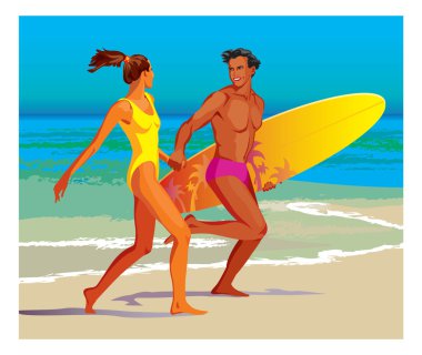 Vector drawing of beach rest clipart