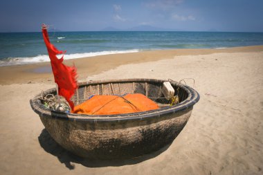 Traditional Vietnamese boat in the basket shaped , Mui Ne, Vietnam clipart