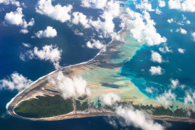 görünümü bir tuamotu Atoll, Fransız Polinezyası